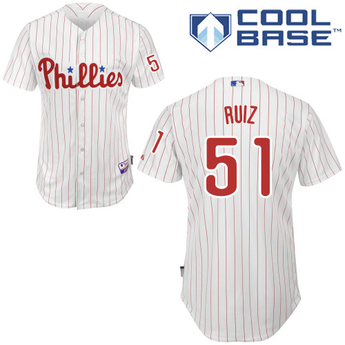 Carlos Ruiz #51 MLB Jersey-Philadelphia Phillies Men's Authentic Home White Cool Base Baseball Jersey